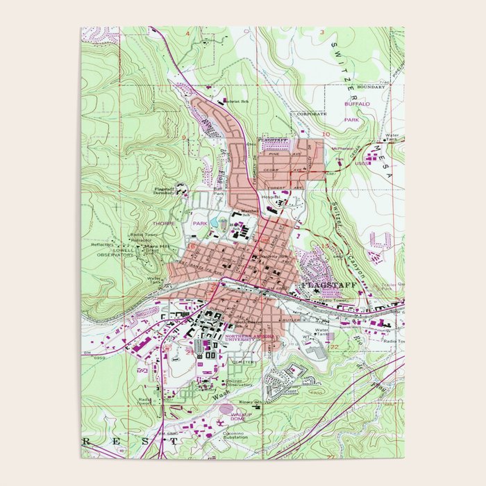 Vintage Map Of Flagstaff Arizona 1962 Poster By Bravuramedia Society6 Lying at an altitude of 6990 feet, flagstaff and much of the surrounding region are substantially cooler than the low desert that dominates the southern part of the. vintage map of flagstaff arizona 1962 poster by bravuramedia