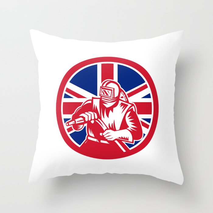 British Sandblaster Union Jack Flag Throw Pillow