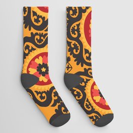 Colorful traditional asian carpet embroidery motifs pattern Socks