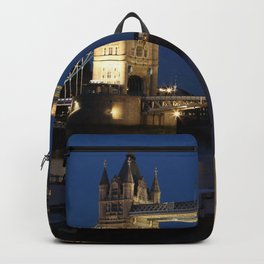 Great Britain Photography - Tower Bridge Lit Up In The Early Night Backpack