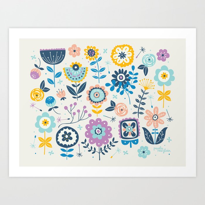 Violets and Daisies Art Print by Paula McGloin Studio | Society6