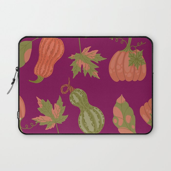 Green and Orange Pumpkin Texture. Colorful Seamless Pattern Laptop Sleeve