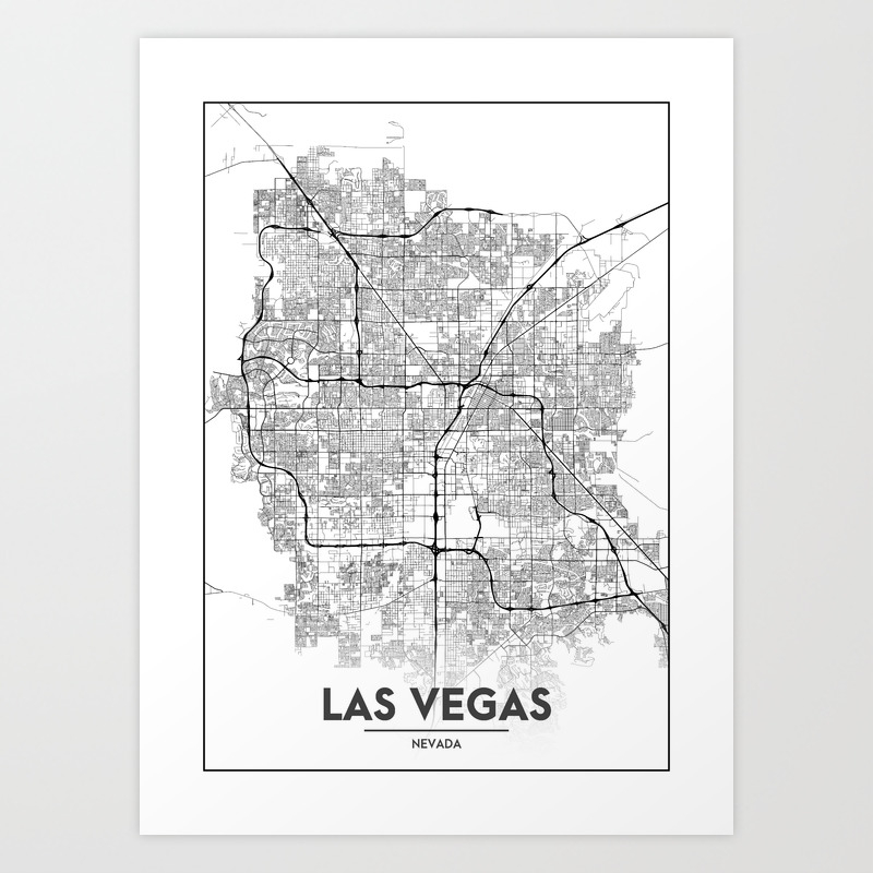 Las Vegas City Map Print Las Vegas Print Many SizesColours Available Black and White Minimalist City Map Las Vegas Map