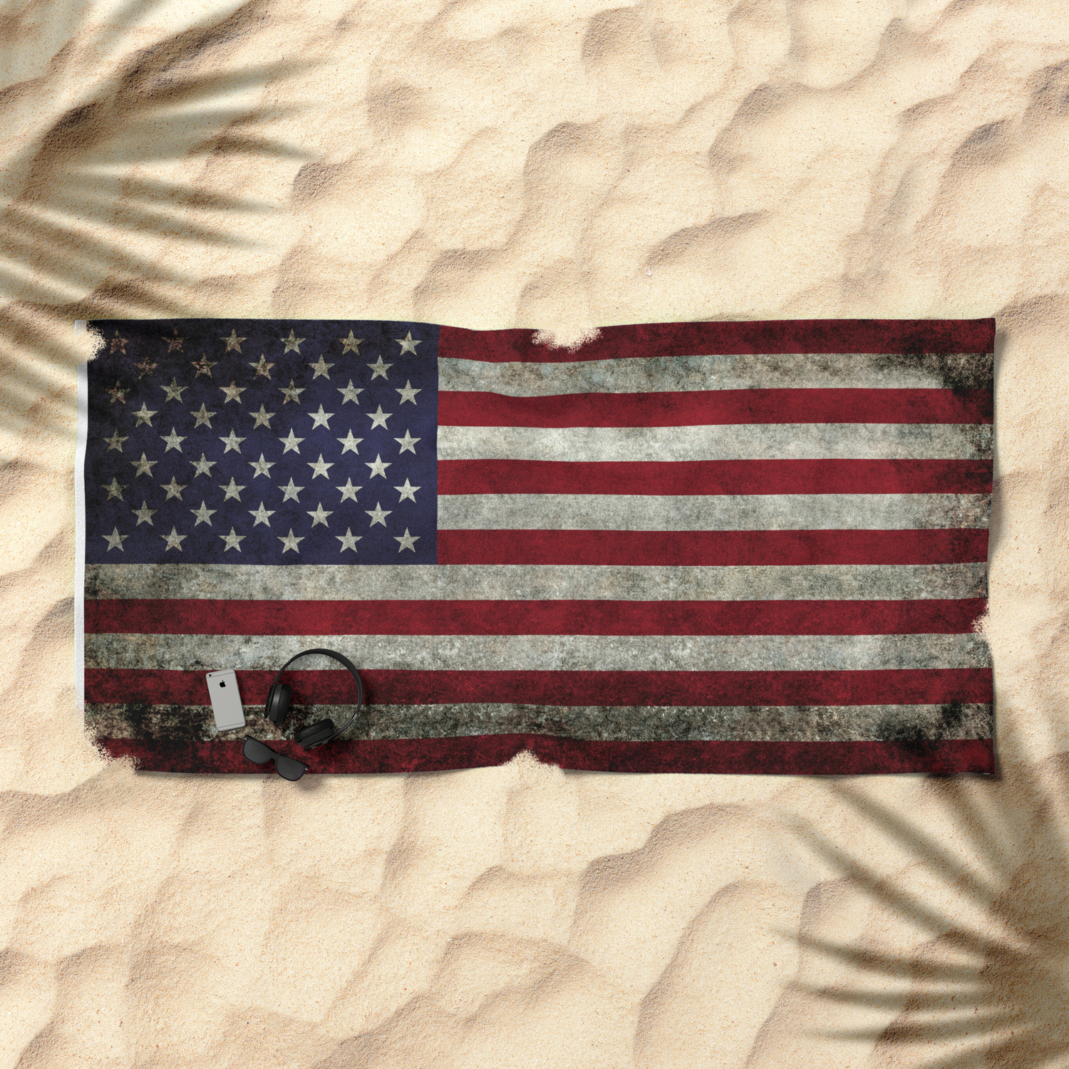 American Flag Old Glory In Dark Worn Grunge Beach Towel By Brucestanfield Society6
