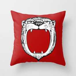 Tiger Head Red Throw Pillow