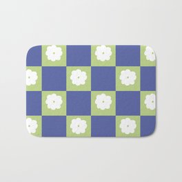 Very Peri Blue + Green Checker and Groovy Flowers Bath Mat