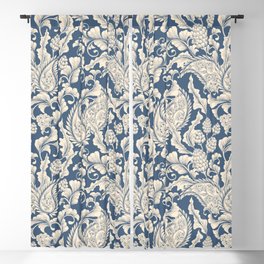 Vintage & Shabby Chic - William Morris Classic Blue Antique Floral Blackout Curtain