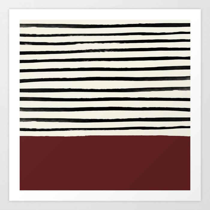 Dark Ruby & Stripes Art Print