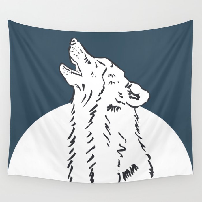 Pra Loup Howling Wolf Wall Tapestry