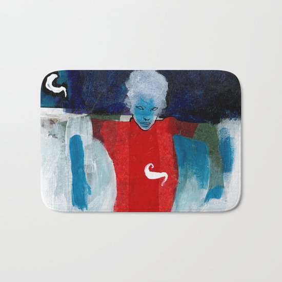 woman in the wind Bath Mat