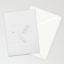 Music Instrument White Sheet Music Saxaphone Design Stationery Cards
