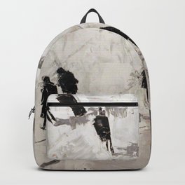 peoplee Backpack | Black And White, People, Creepy, Pop Art, Dark, Line, Acrylic, Painting 