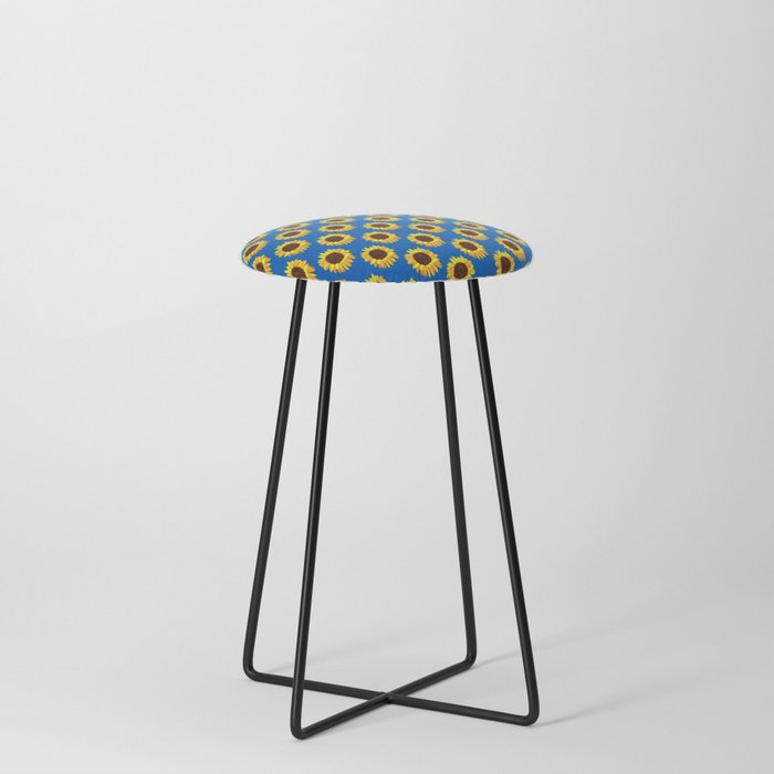 Energizing Yellow Sunflower Polka Dot Pattern Counter Stool