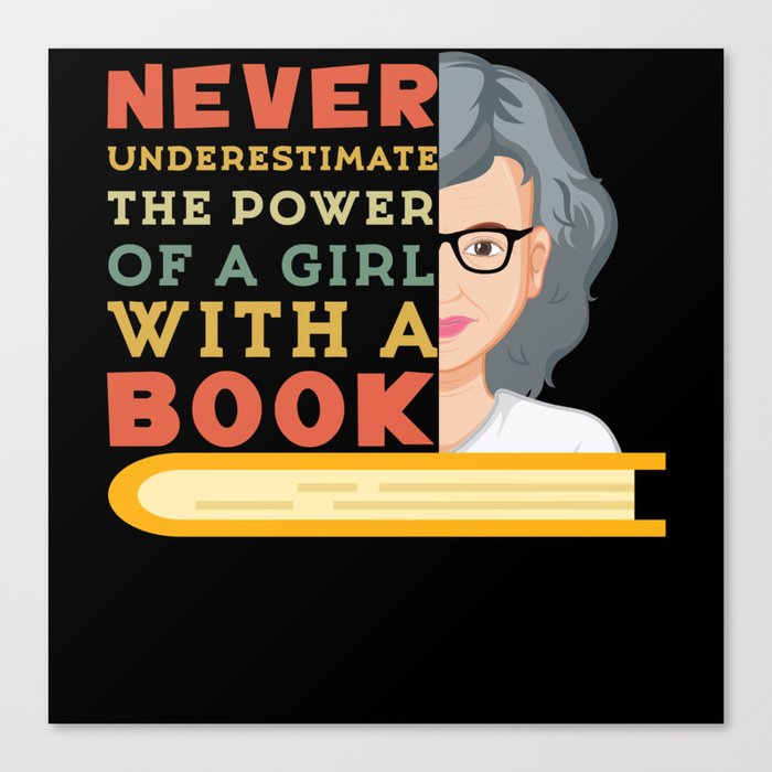 Power Of Girl With A Book Reading Bookworm Canvas Print