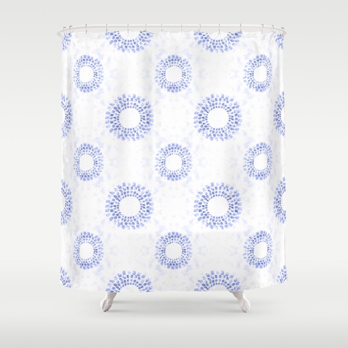 Shibori on White Shower Curtain