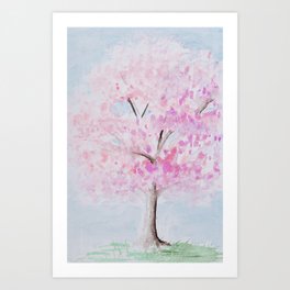 A cherry tree at full blossom Art Print
