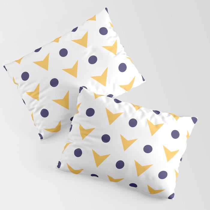 Yellow arrows and navy blue dots pattern Pillow Sham