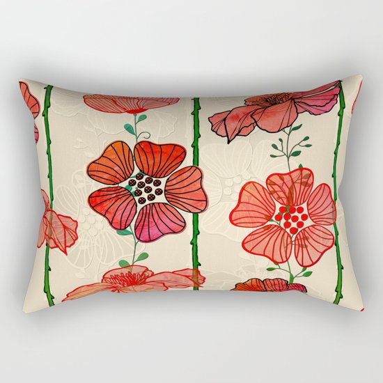 Hanging Poppy Garland Rectangular Pillow