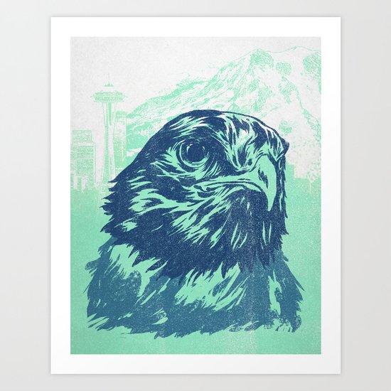 Go Hawks Art Print