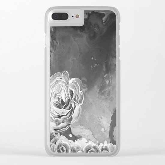 Mad Lucy's Golden Roses. Yellow Roses and Galaxy Blue in Black and White Shadow Clear iPhone Case