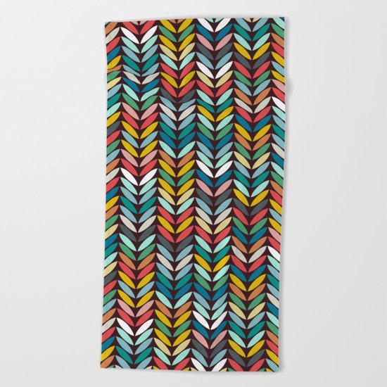 llama leaf arrow chevron dark Beach Towel
