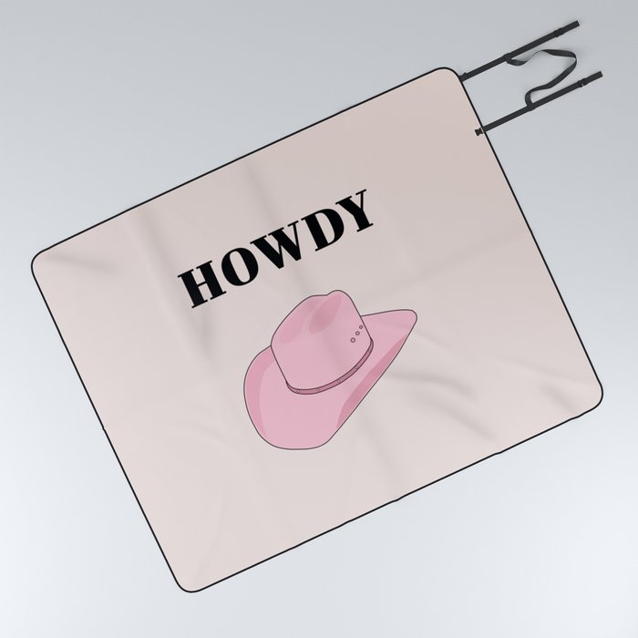 Howdy - Cowboy Hat Pink Picnic Blanket