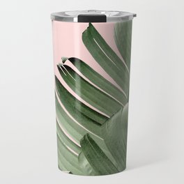 Banana leaf, Plant, Green and Pink , Minimal, Trendy decor 01 Travel Mug