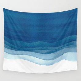 Watercolor blue waves Wall Tapestry
