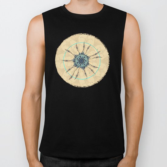 Abstract Peacock Deconstructed Biker Tank