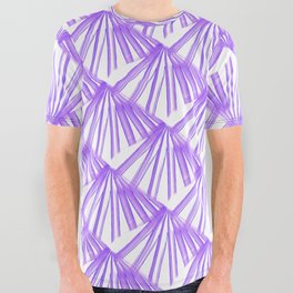 Art Deco Tropical Beach Palm Vacation Purple On White All Over Graphic Tee