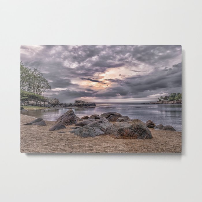 Cloudy beach sunset Metal Print