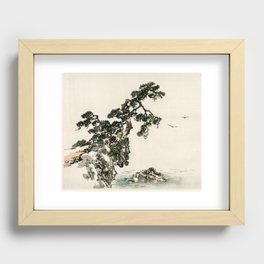 Tree on a Cliff Traditional Japanese Landscape Recessed Framed Print