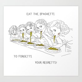 Girls and the Spaghetti Art Print