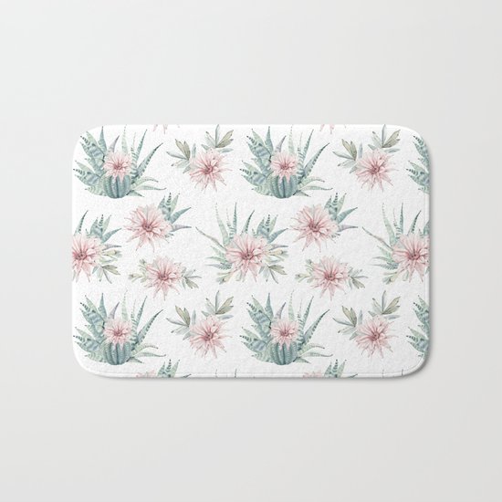 Cactus Rose Succulent Garden Bath Mat