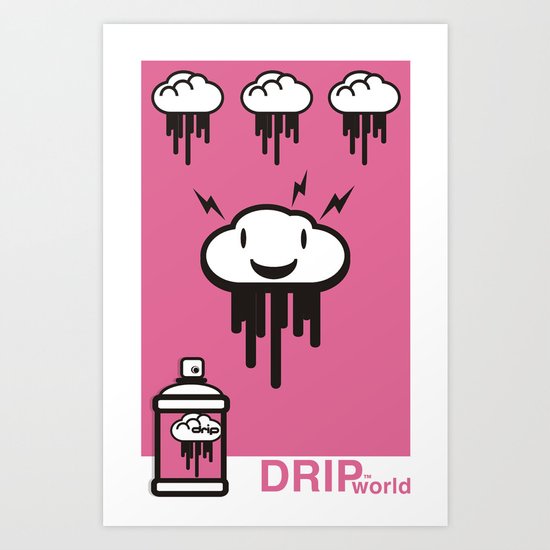 Drip World Pink Art Print