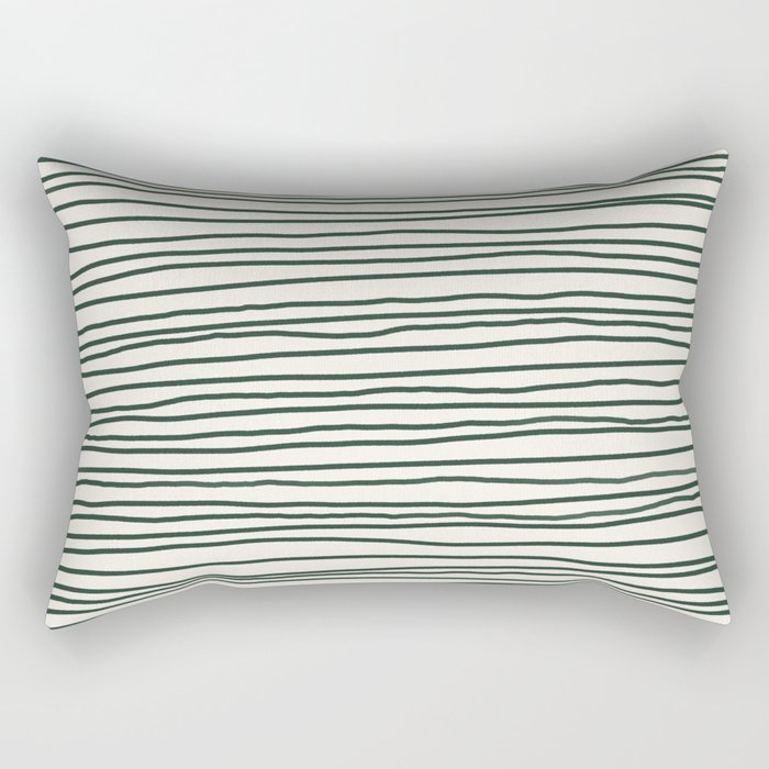Earthy Green Lines Rectangular Pillow