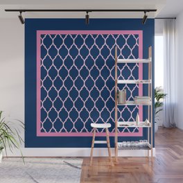 Navy and Pink Quatrefoil Palm Beach Preppy Wall Mural