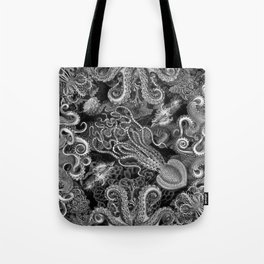The Kraken (Black & White, Square, Alt) Tote Bag
