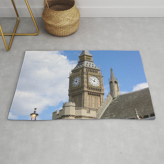 Great Britain Photography - Big Ben Under A Big White Cloud Rug