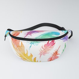 NEON RAINBOW TROPICAL FEATHERS Fanny Pack