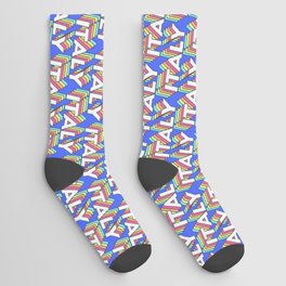 Italy Trendy Rainbow Text Pattern (Blue) Socks