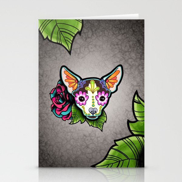 Chihuahua in Moo - Day of the Dead Sugar Skull Dog Stationery Cards