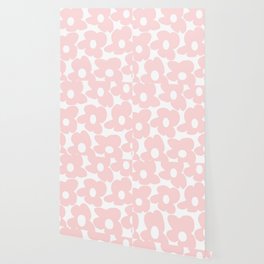 Large Baby Pink Retro Flowers on White Background #decor #society6 #buyart Wallpaper