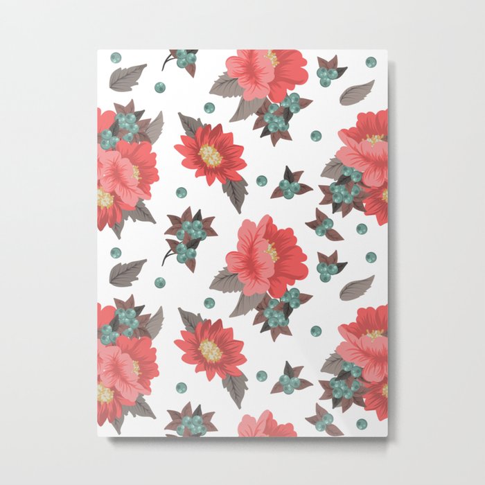 Flower with seamless pattern floral Metal Print