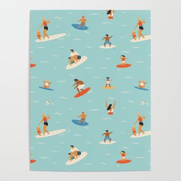 Surfing kids Poster