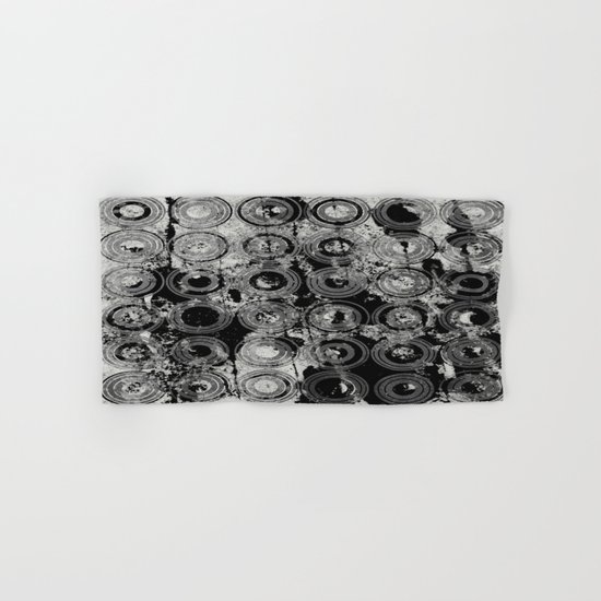 Urban Rings IV - Black and white textured abstract Hand & Bath Towel