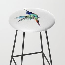 Flying Hummingbird flying bird, turquoise blue elegant bird minimalist design Bar Stool