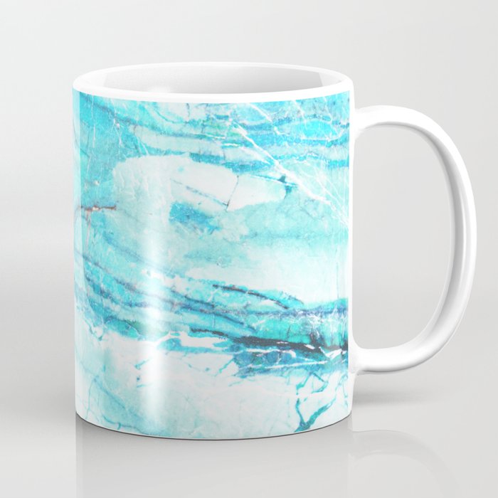 White Marble with Blue Green Veins Coffee Mug