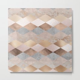 Copper and Blush Rose Gold Marble Argyle Metal Print