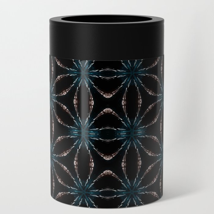 Flower Stars of Turquoise and Gold Geometric Pattern Can Cooler